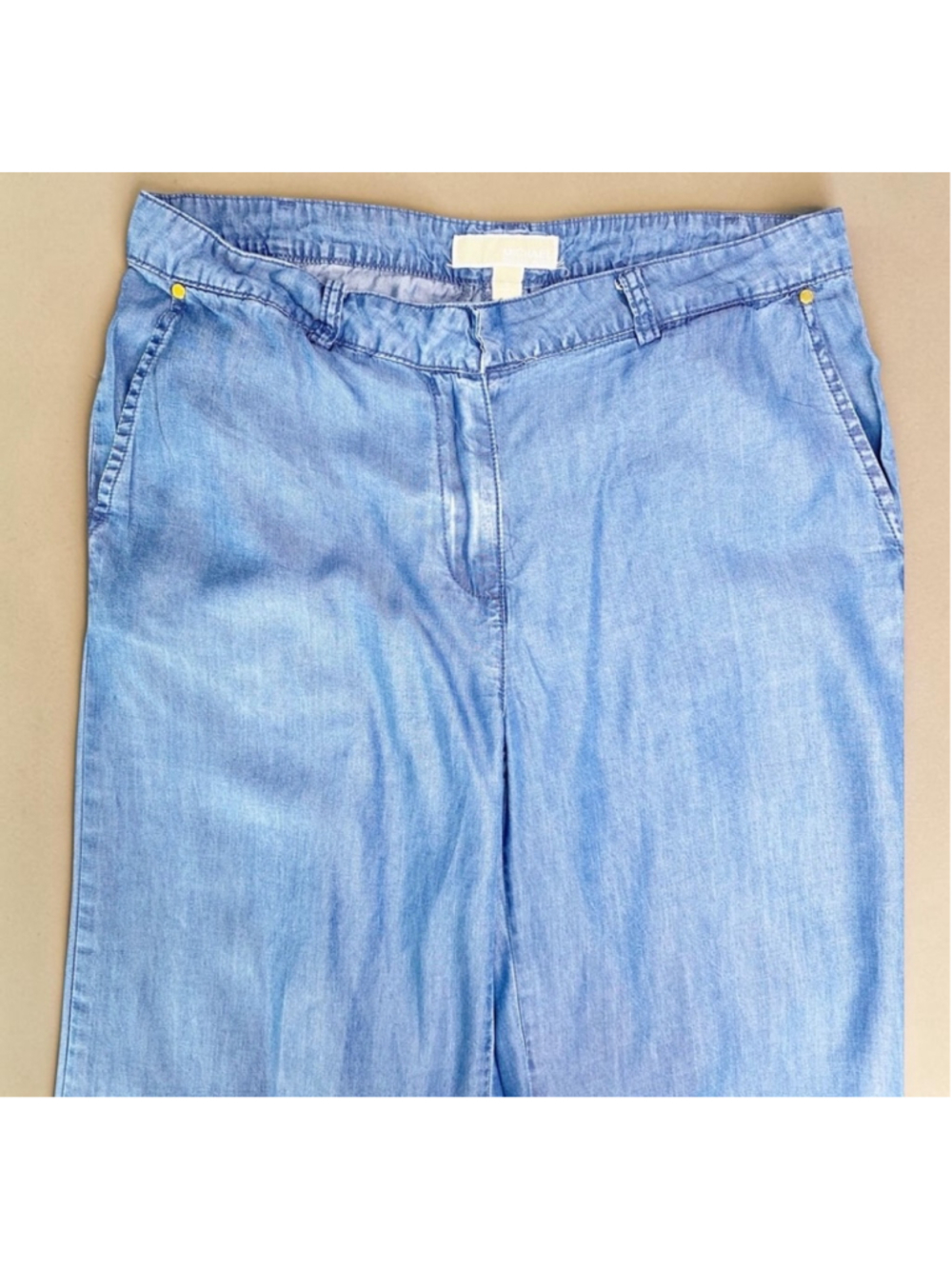 Women's Michael Kors Blue Chambray Wide Leg Pants S - Picture 5 of 9